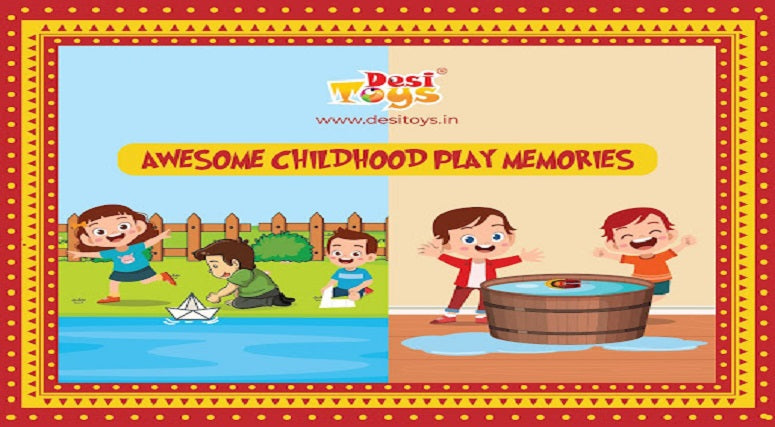Childhood Play Memories in the Rain with Paper Boats and Steam Toy Boats
