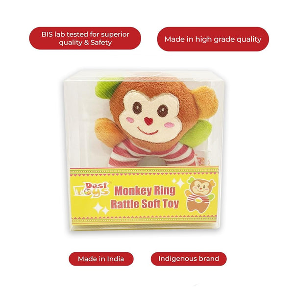 Monkey Ring Rattle Soft Toy