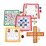 Combo Pack Of 5 Canvas Fabric Board Games|Dashavatar Snakes & Ladders|Nine Men's Morris|Mahabharat Pachisi|Ramayan Chauka Bara|Maa Kali Goats & Tigers|Indian Mythological Themed|Logic & Strategy Games|For 14 yr +|Birthday Gift Pack for Adults & Kids