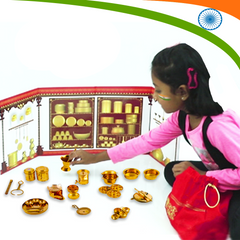 Premium Brass Miniature Pretend play Kitchen set / Cooking Set, Brass Bhatukli Set ,Collectible