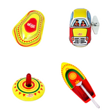 Classic & Iconic Vintage Tin Metal Toys (Pack of 4) Steam toy Tin Boat, Tin Clicker,Tin Finger Spinning Top & Vintage Metal Windup up Car | Return Gift Option | Festive Gift For Kids