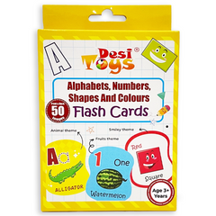 Thick Flash Cards for learning 4 topics- Alphabets /Letters, Numbers, Shapes & Colours with 50 fun images, Montessori Toys, Educational Toys, Preschool Learning Toys