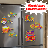 Desi Toys Indian Vehicle themed Vibrant 7 Fridge Magnets