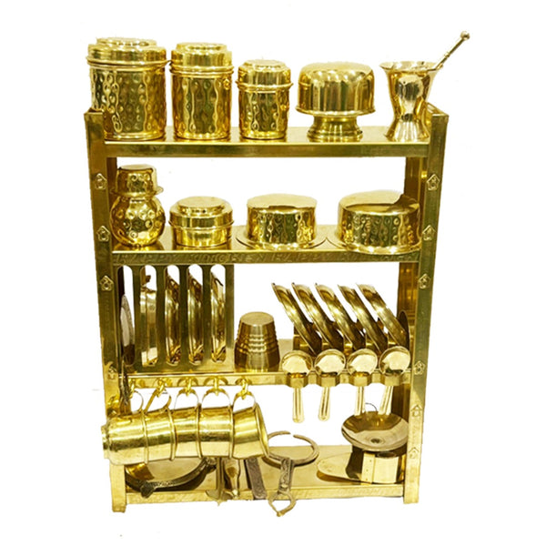 Desi Toys Premium Brass Miniature Pretend play Kitchen set / Cooking Set, Brass Bhatukli Set , Collectible