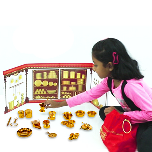 Premium Brass Miniature Pretend play Kitchen set / Cooking Set, Brass Bhatukli Set ,Collectible