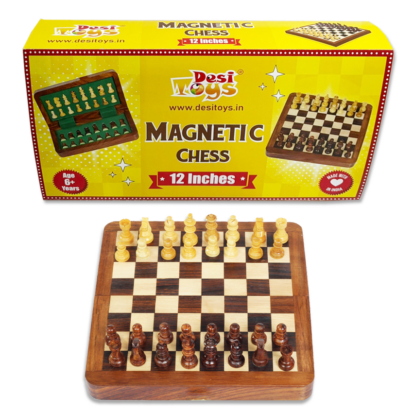 Desi Toys Handcrafted Foldable Magnetic Chess Board Set / Chumbak Satranj 12 inches