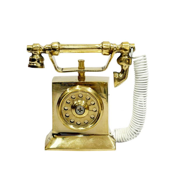 Desi Toys Metal Brass Miniature Antique & Vintage Landline Telephone Pretend Play showpiece & Decor Desk Decorative Product Collectable