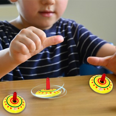 Tin Spinning Tops - (Set of 3) Spin Windup Top Lattu/Bongaram/Buguri | Tippe top Sensory Nostalgic Toys | Safe & Non Toxic | Fun & Therapeutic Gift for Kids | Made in India