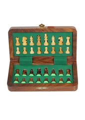 Handcrafted Foldable Magnetic Chess Board Set | Wooden Satranj 12 inches | 6 Years +